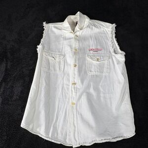 Daytona Beach Bike Week 2005 Biker Design‎ White Sleeveless Button XL